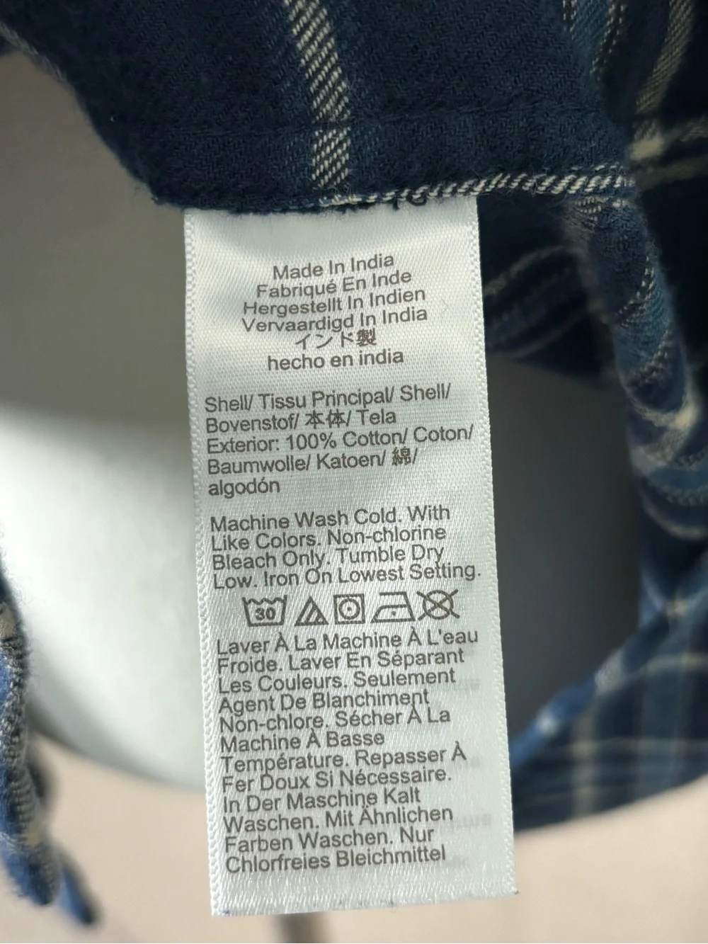 J.Crew Men’s 100% Cotton Brushed Twill Plaid Shirt Navy Blue Medium NWT